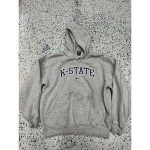 Vintage Nike Kansas State Wildcats Center Swoosh Hoodie Sweatshirt L‎ Gray